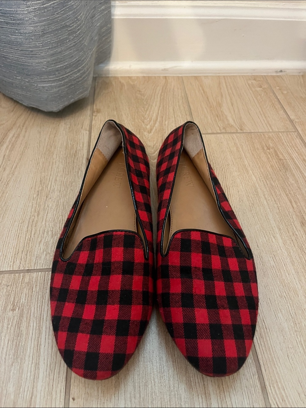 Plaid Red and Black Women's Slip-On Loafers